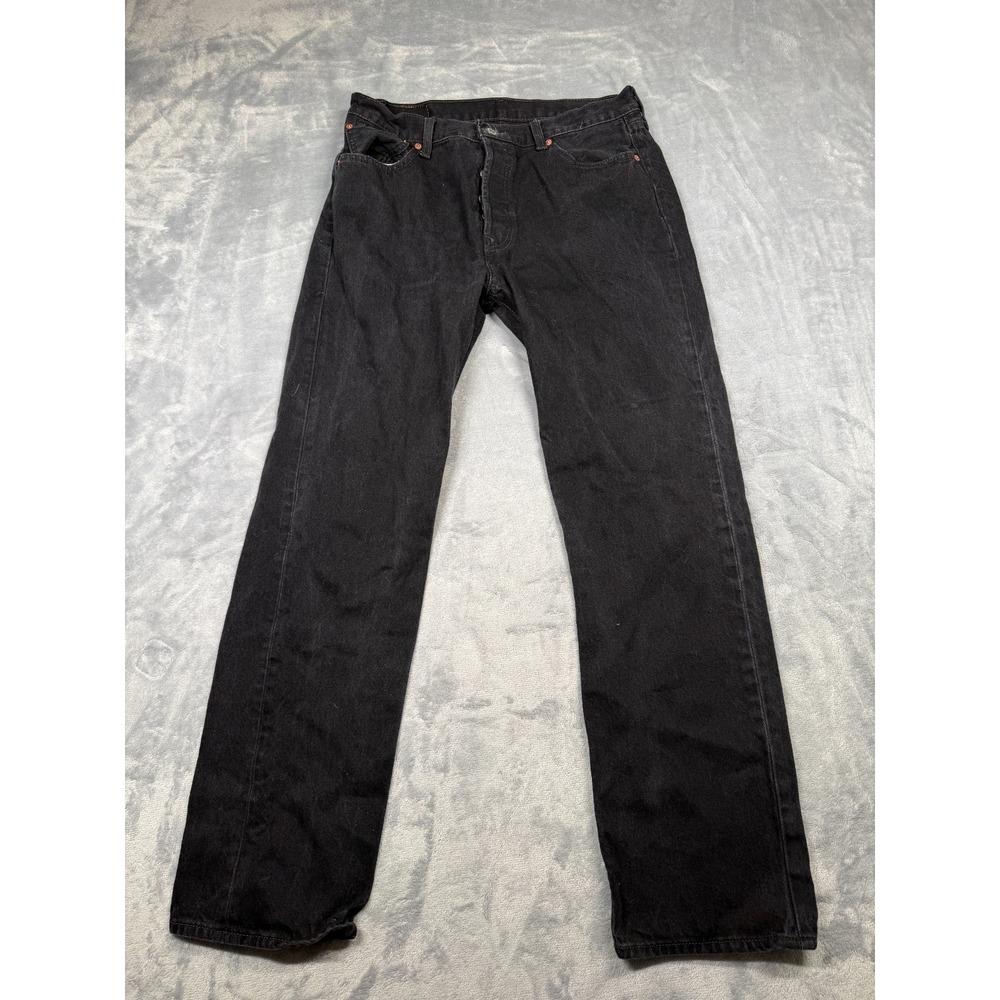 Levi's 501 Straight Jeans Mens 36x34 Black Denim Red Tab Streetwear Button Fly